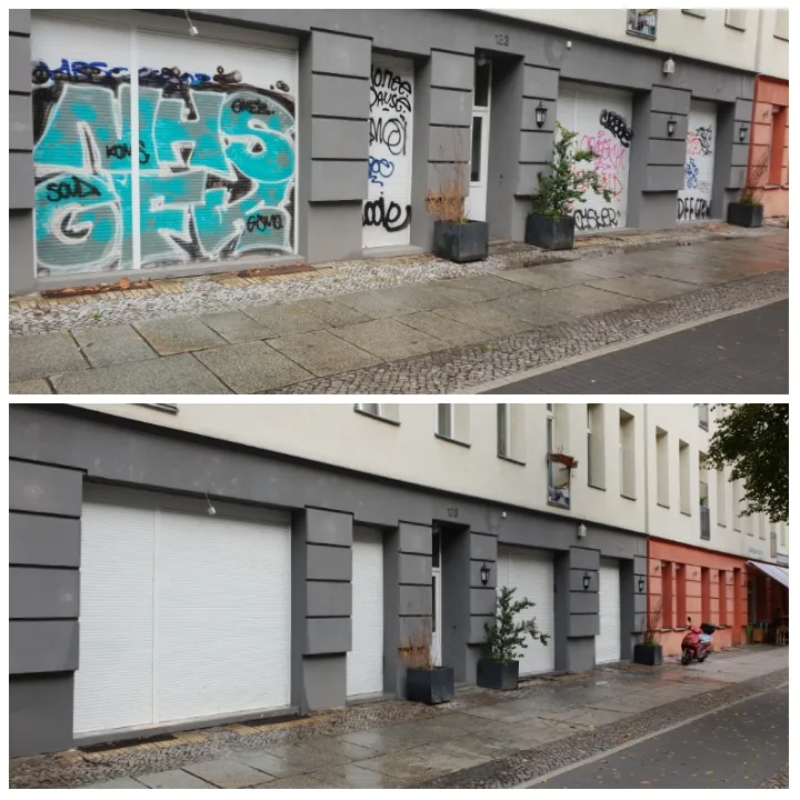 jalousien sauber nach graffitientfernung ohne rueckstaende