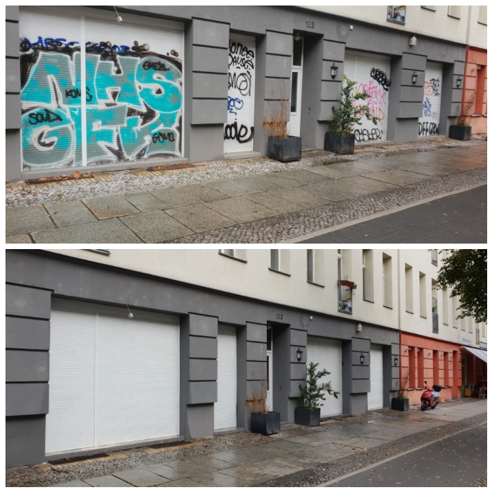 jalousien sauber nach graffitientfernung ohne rueckstaende