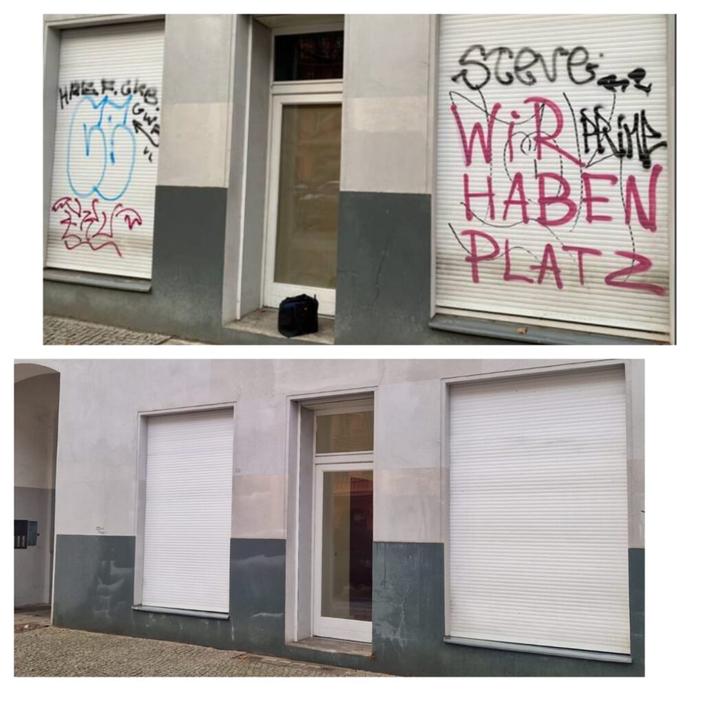 Graffiti entfernen auf Jalousien